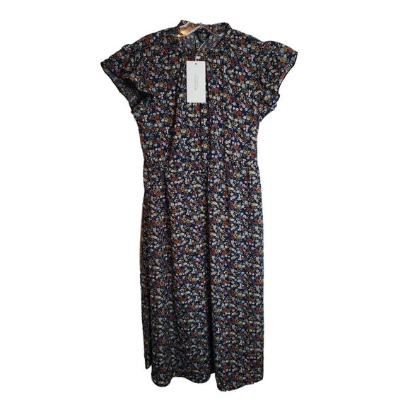 BloomChic Dark Blue Ditsy Floral Mock Neck Dress, NWT, Medium - Picture 1 of 6
